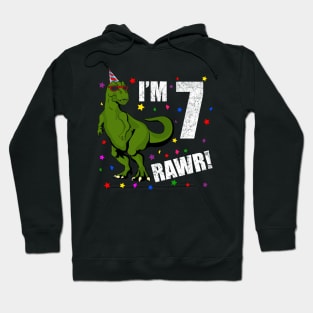 Bday Kids 7 Years Old Dinosaur Birthday Hoodie